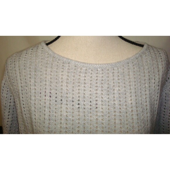 NWT New Womens 1X 2X Ryllace Plus 100% Cashmere Sweater Light Gray Scalloped Sof - Picture 8 of 8